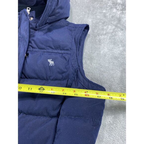 Abercrombie & Fitch Puffer Vest Hood Womens Large Navy Blue - Picture 6 of 9